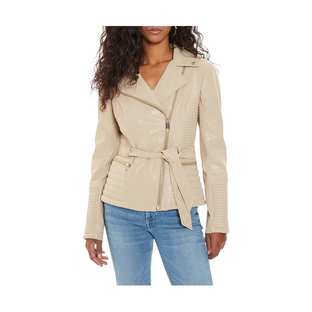 Guess Beige Trendy Jas met Ritszakken Brown Dames