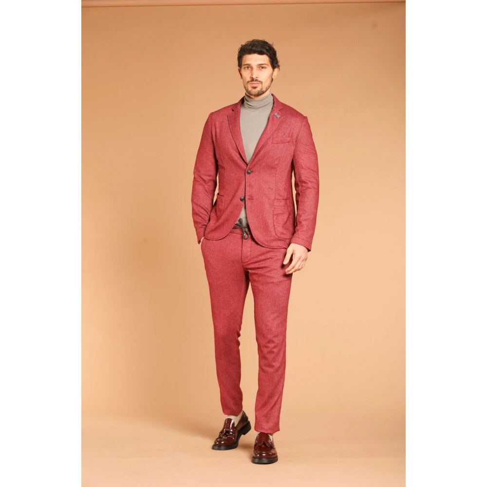 Mason's Wol-Effekt Flanel Extra Slim Fit Chino Broek Red Heren