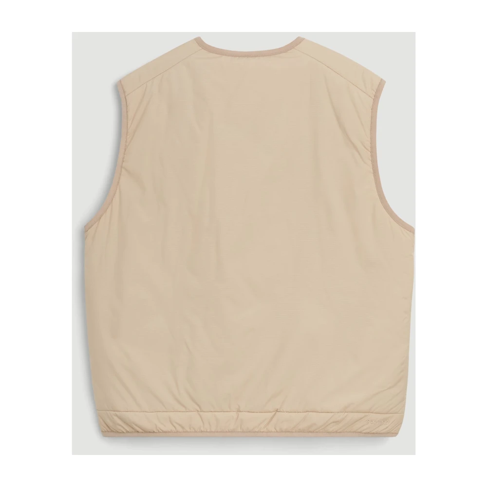 Soulland Utility Vest in Polyester Ripstop Stof Beige Heren