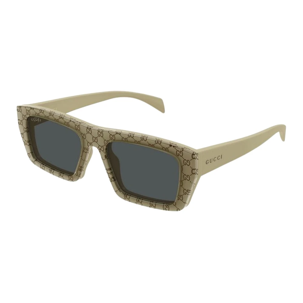 Gucci Men's Beige Sunglasses, 54 Mm, Rectangular Frame Sunglasses