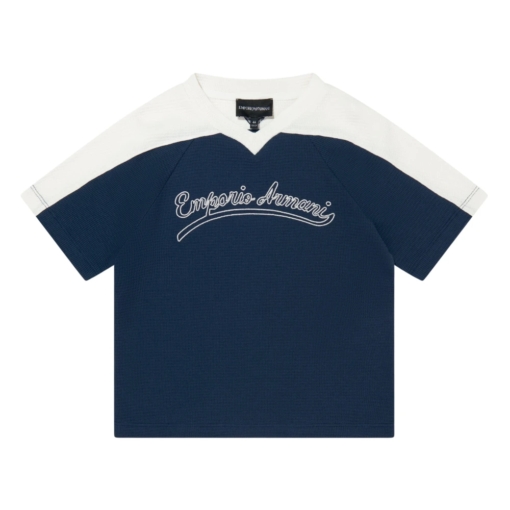 Emporio Armani Men's Blue Colourblock Logo T-Shirt