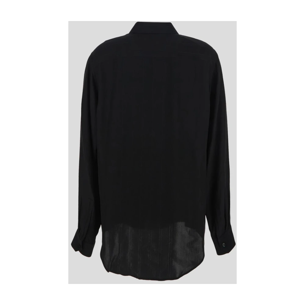 Saint Laurent Zijden shirt met tonale strepen Black Dames