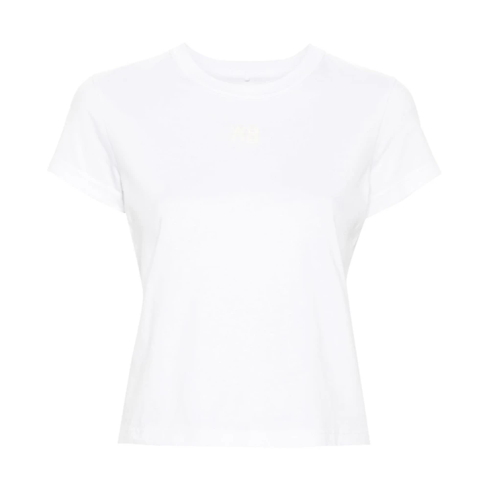 alexander wang Logo Print Wit Katoenen T-shirt White Dames