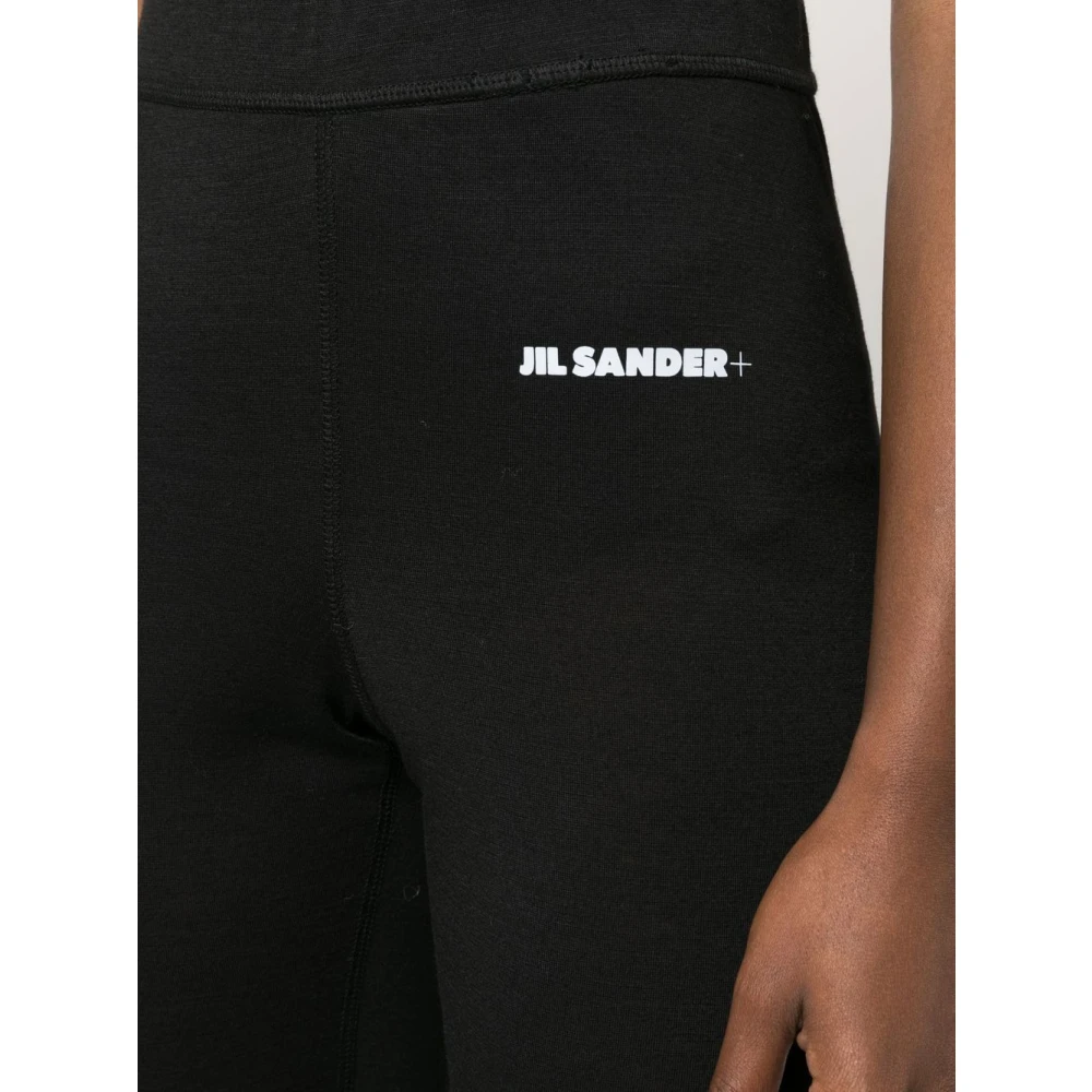 Jil Sander Zwarte Legging met Wit Logo Black Dames