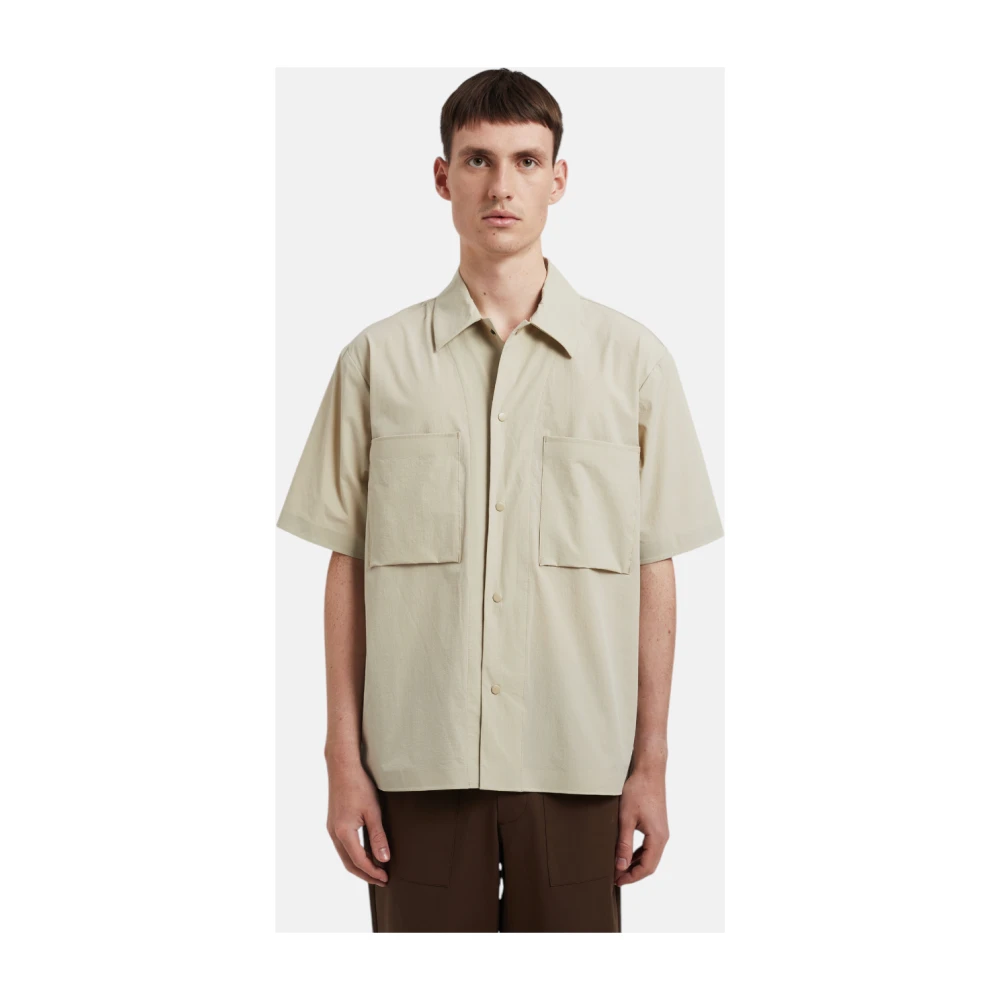 Norse Projects Licht Reizen Korte Mouw Casual Shirt Beige Heren