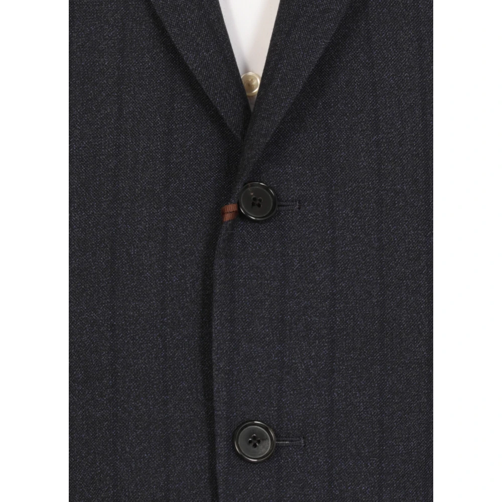 Caruso Blauw Wollen Pak Jas Klassieke Stijl Blue Heren