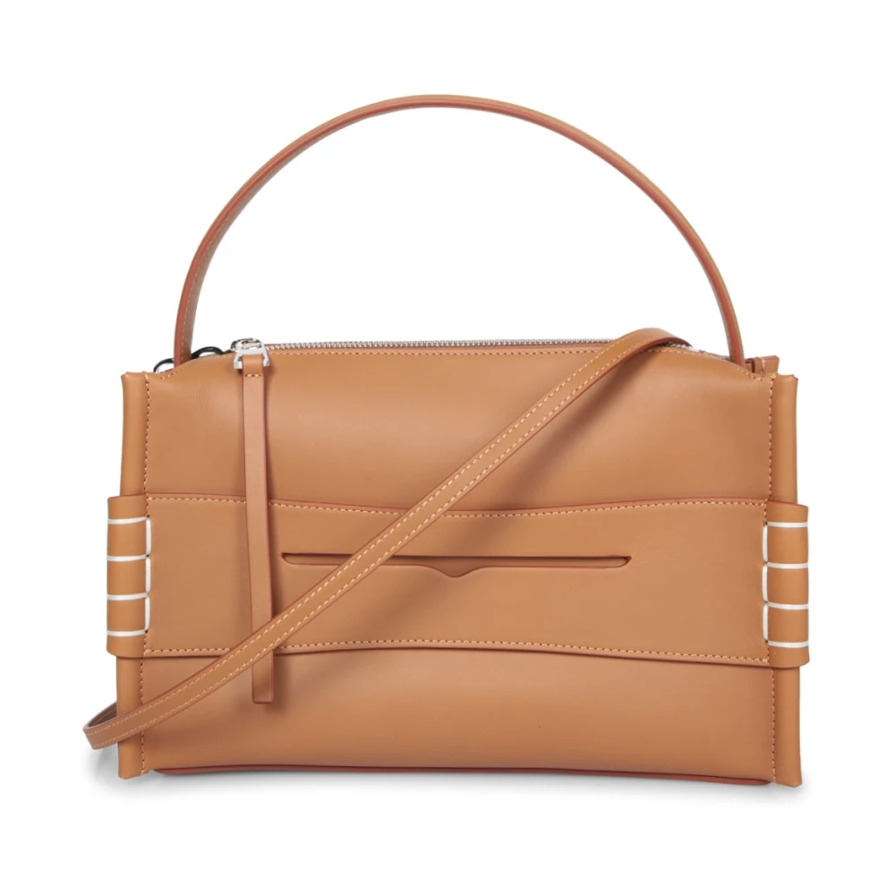 JW Anderson Premium Leren Loafer Tas in Karamel Brown Dames