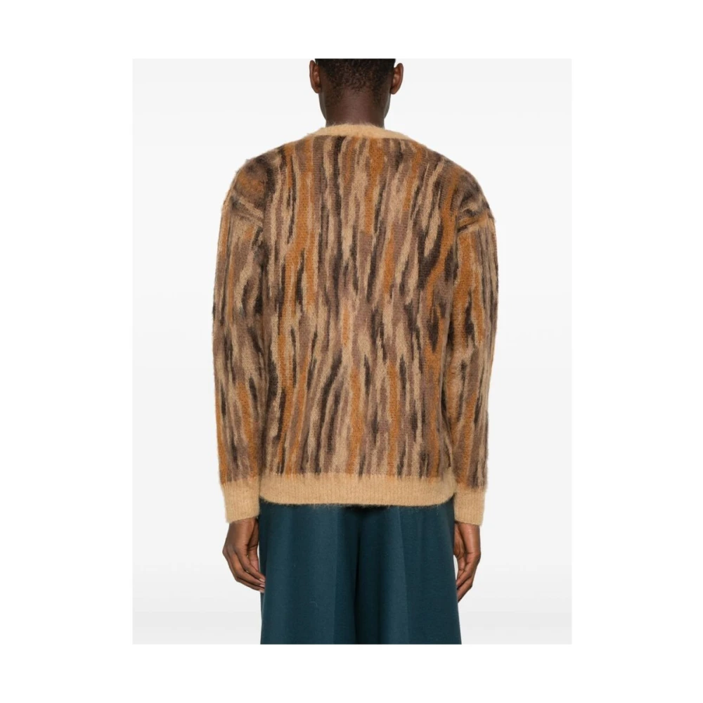 Roberto Collina Mohair Blend Gebreide V-Hals Sweater Brown Heren