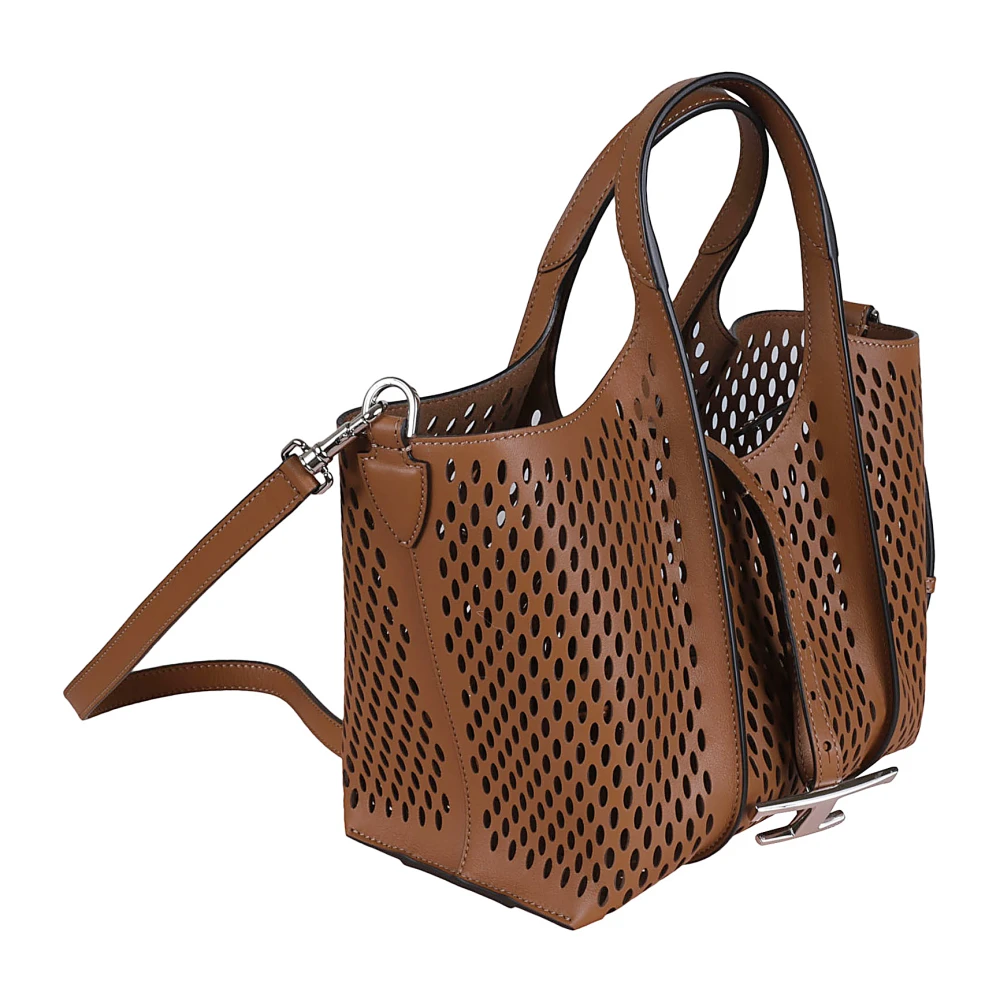 TOD'S Geperforeerde leren handtas in Kenya Brown Dames