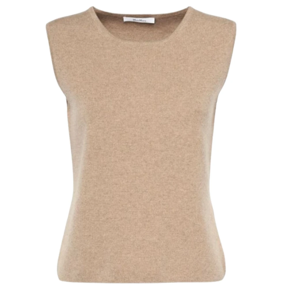 Max Mara Bruine Wol Kasjmier Mouwloze Top Brown Dames