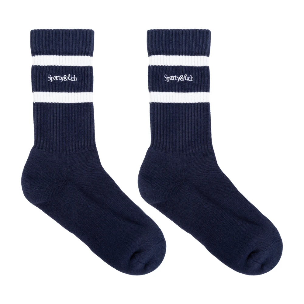 Sporty & Rich Ribbed Socks Blue Dames