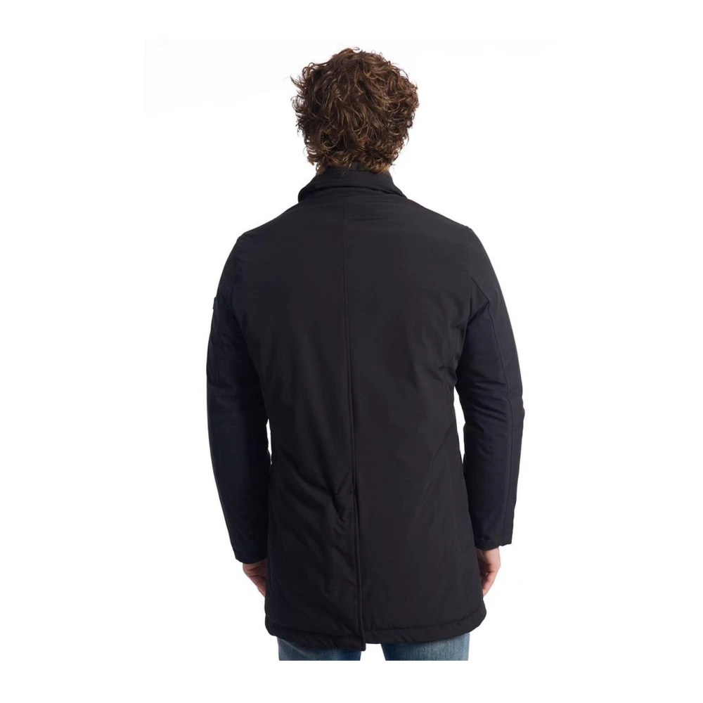Baldinini Zwarte Double-Breasted Jas met Afneembare Bib Black Heren