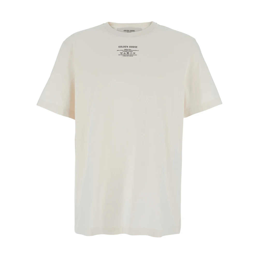 Golden Goose Wit Logo Detail Crewneck T-Shirt White Heren