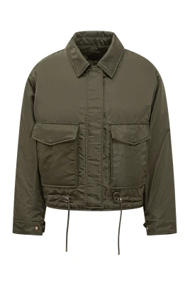 Nylon Cropped Reversible Bomber Jacket