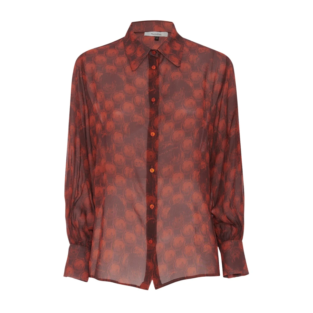 Manila Grace Oversized Shirt in Artistieke Stijl Brown Dames