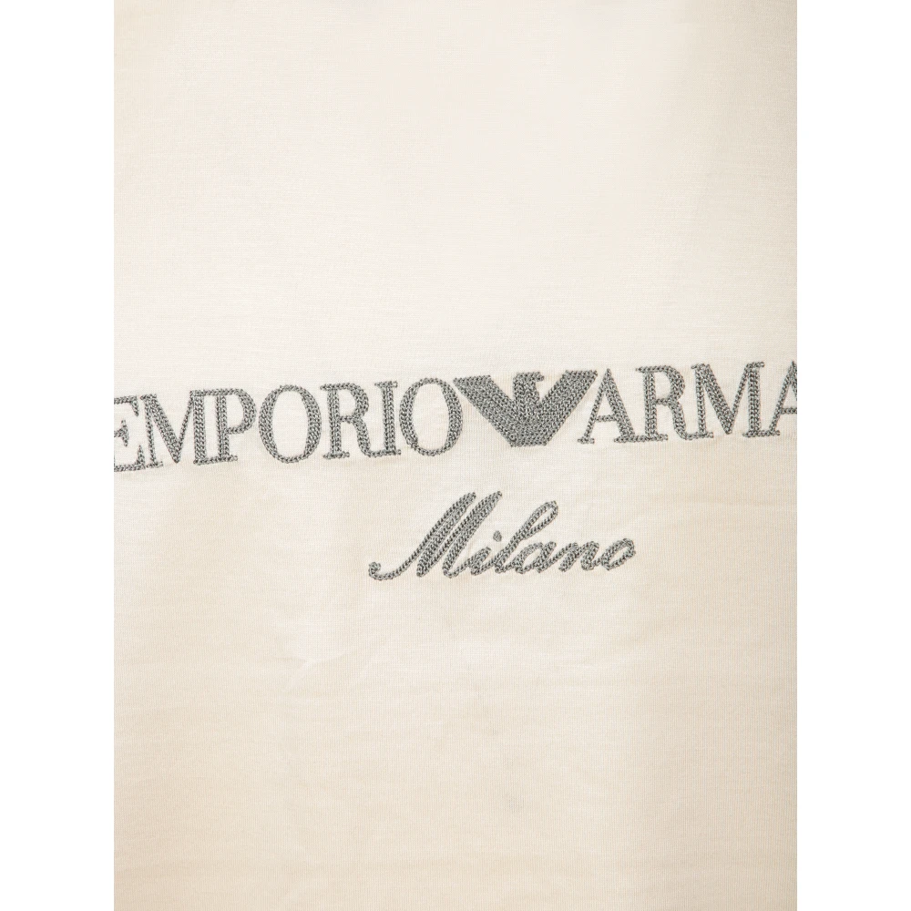 Emporio Armani Minimal Crewneck T-shirt Ivory Grey Logo White Heren