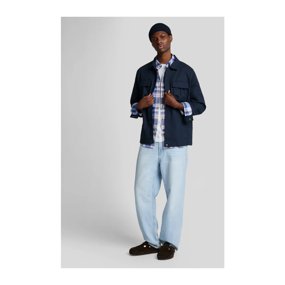 Lyle & Scott LS Geweven Overhemden Voorjaarsruit Overhemd Blue Heren