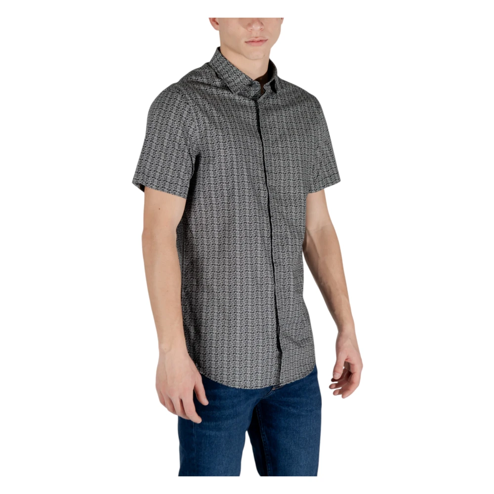 Armani Exchange Korte mouwen overhemd Lente Zomer Collectie Black Heren