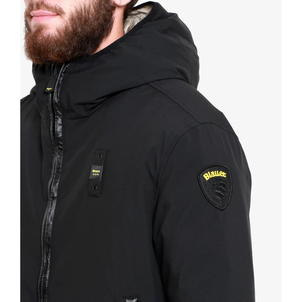 Blauer Omkeerbare Donsjas met Logo Black Heren