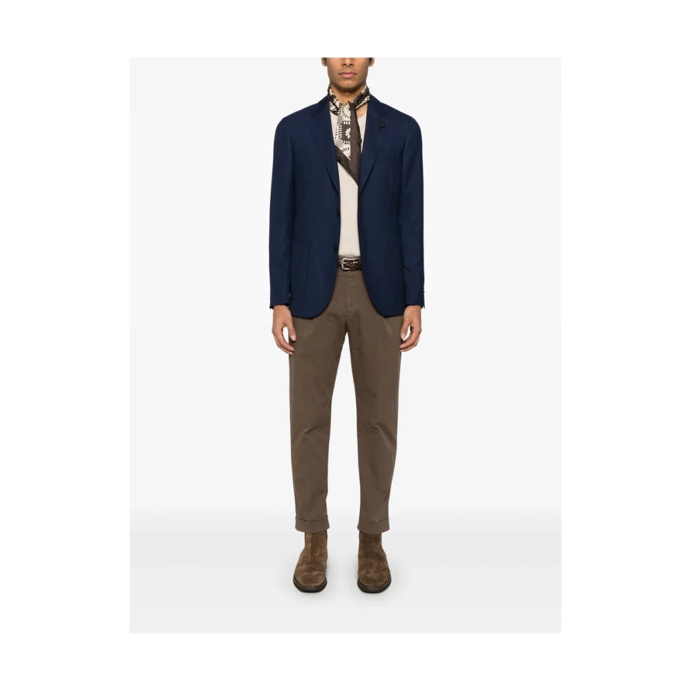 Lardini Navy Blue Jas met Zakken Blue Heren