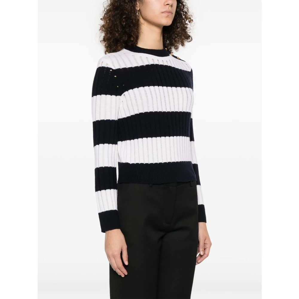 Max Mara Gestreepte Crew Neck Sweater White Dames