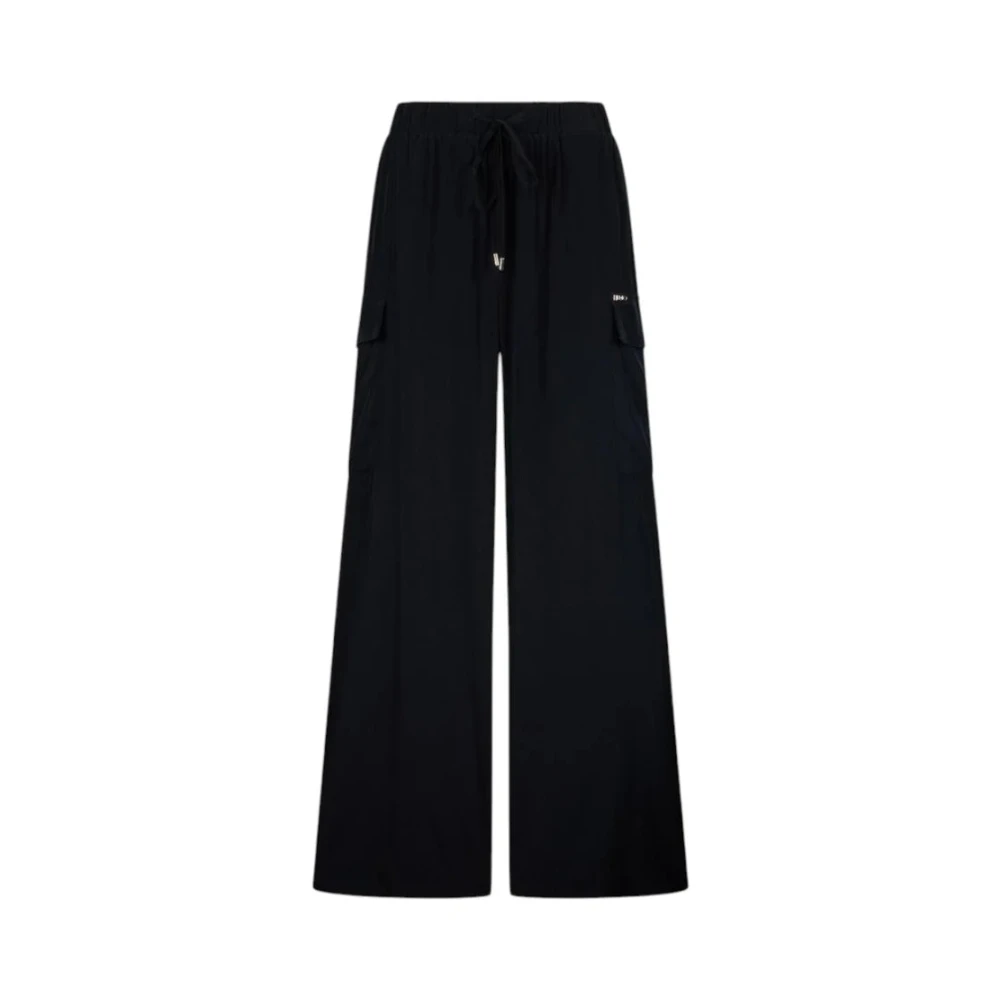 Liu Jo Vrouw Zwart Broeken Dames, M, Polyester, Pantalone Palazzo Con Tasche Laterali