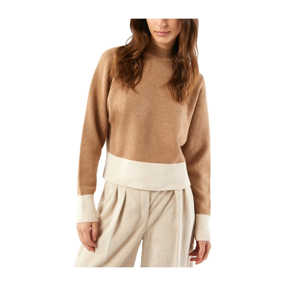 Pennyblack Beige Wollen Blend Vleermuismouw Trui Brown Dames