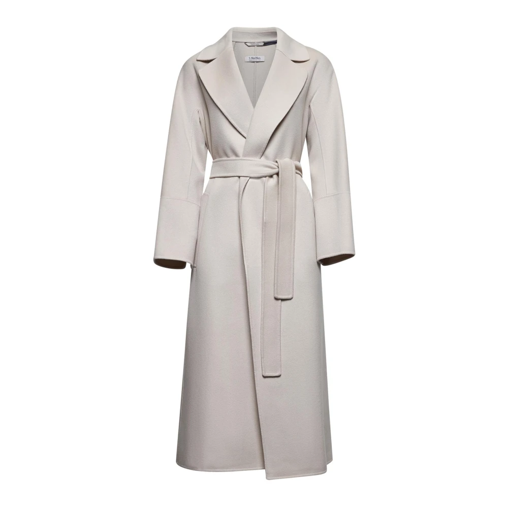 Max Mara Beige Wollen Jas met Kimono Mouwen Beige Dames