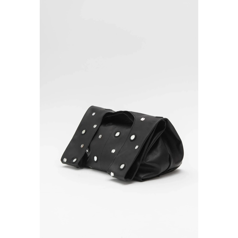 Alysi Geborduurde Leren Mini Tas met Studs Black Dames