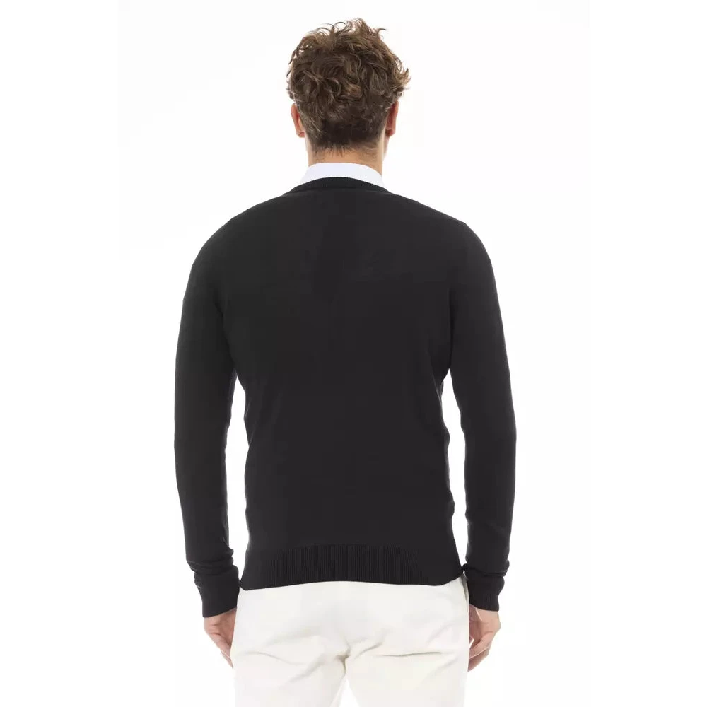 Baldinini Luxe V-hals Modal-Kasjmier Trui Black Heren