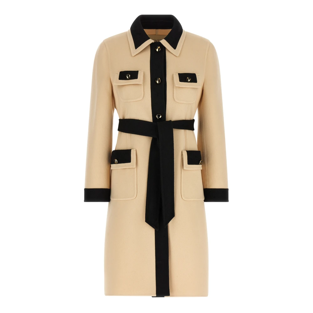 Valentino Garavani Beige Midi Wool Coat - Female - Belted Coats - S - Coats