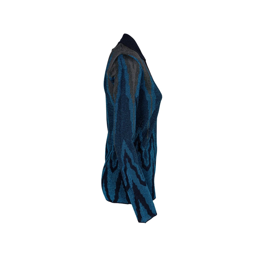 Circus Hotel Lurex Slim Fit Polo Shirt Blue Dames