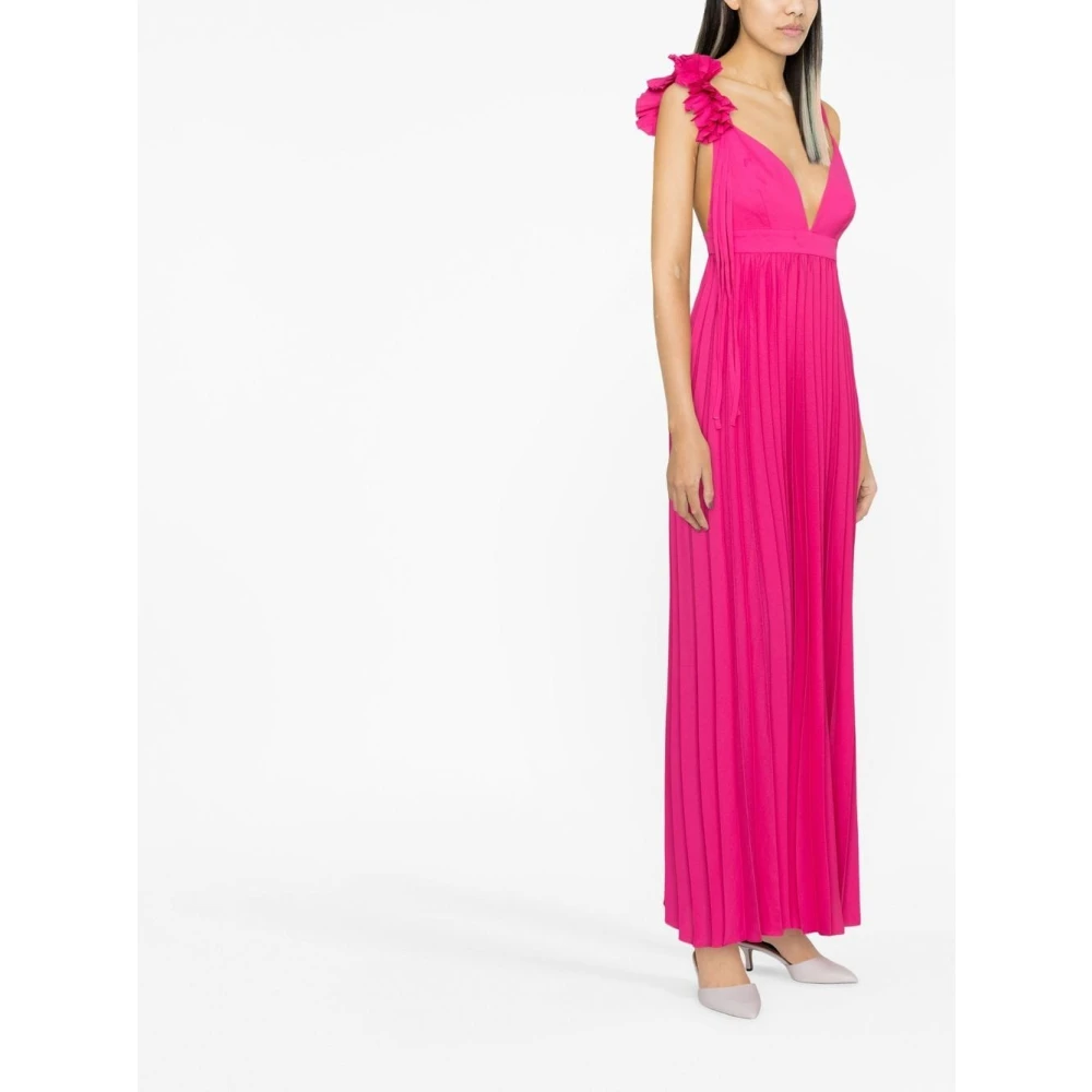 P.a.r.o.s.h. Fuchsia Bloemenapplicatie V-hals Jurk Pink Dames