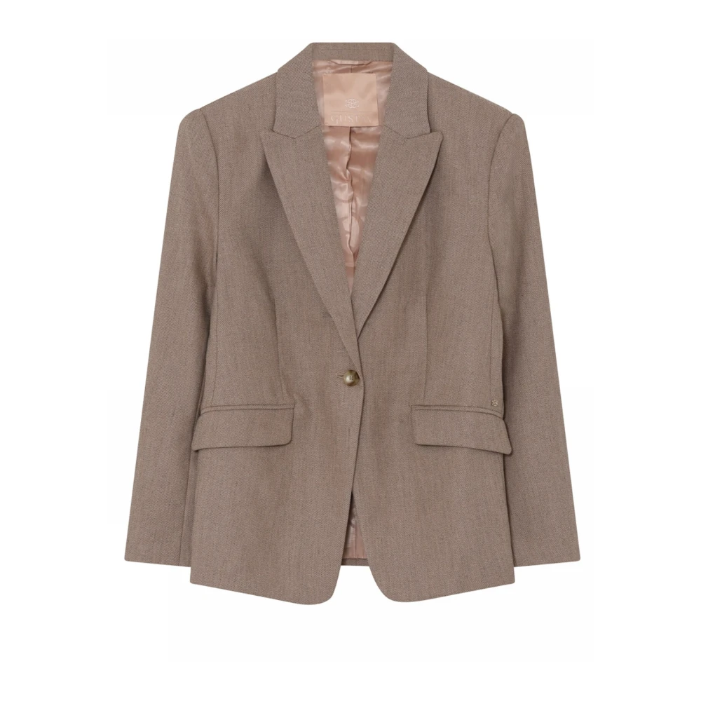 Gustav Klassieke Blazer met V-hals en Klepzakken Brown Dames