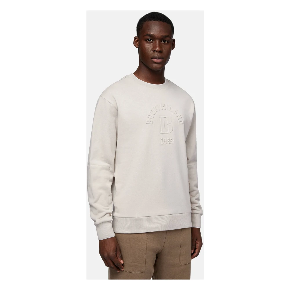 Boggi Milano Crew Neck Sweatshirt Beige Heren