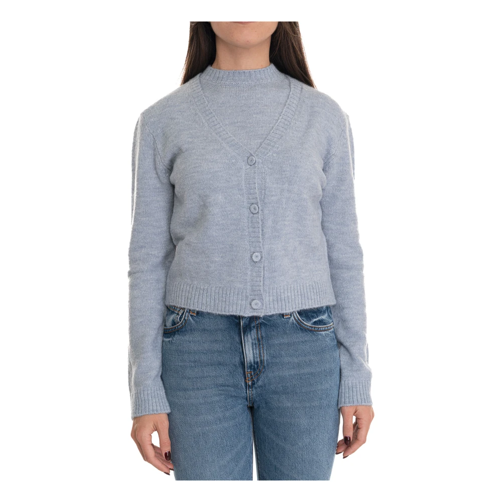 Roy Roger's Stijlvol Gebreid Vest Blue Dames