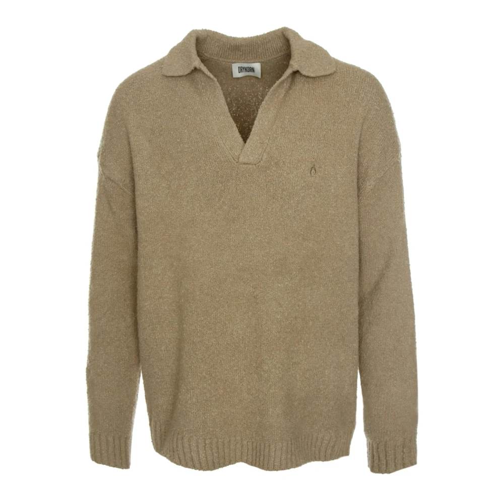 Drykorn Bouclé Polo Neck Sweater Beige Heren