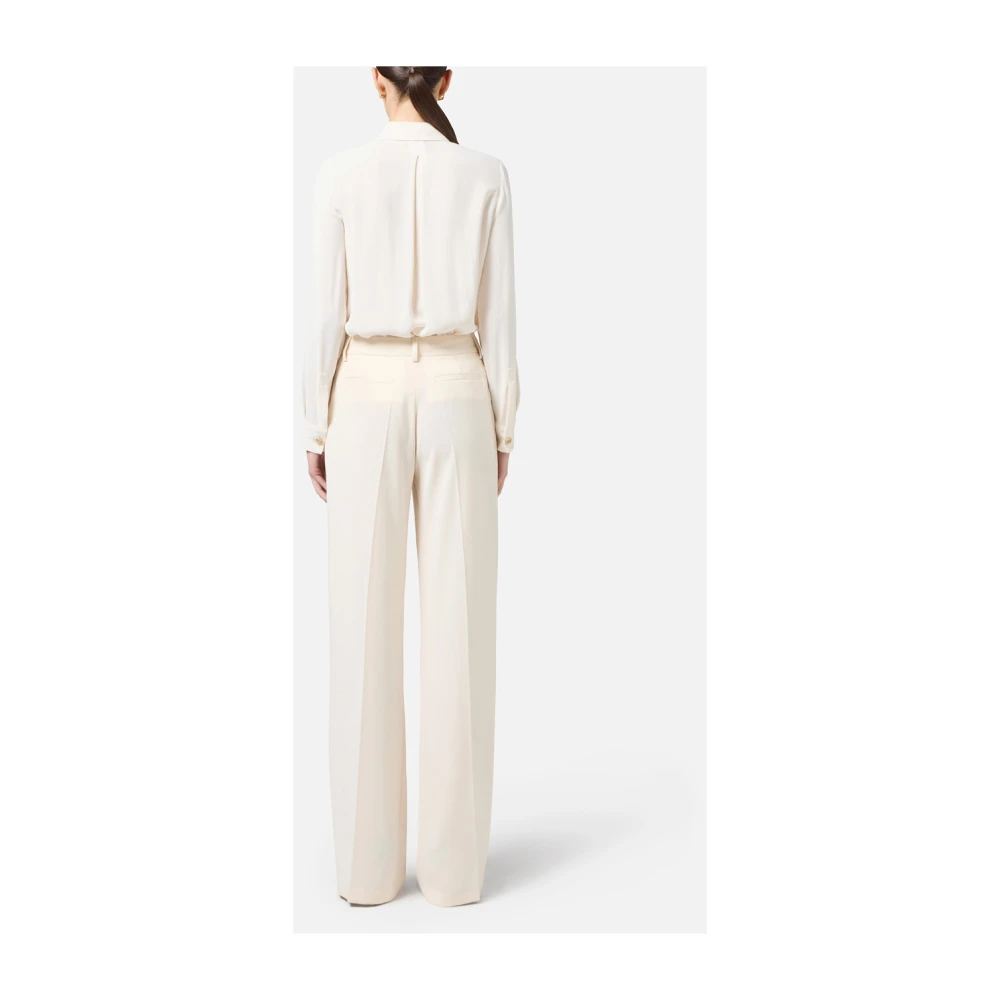 Elisabetta Franchi Palazzo Broek met Pintucks en Contraststiksels Beige Dames