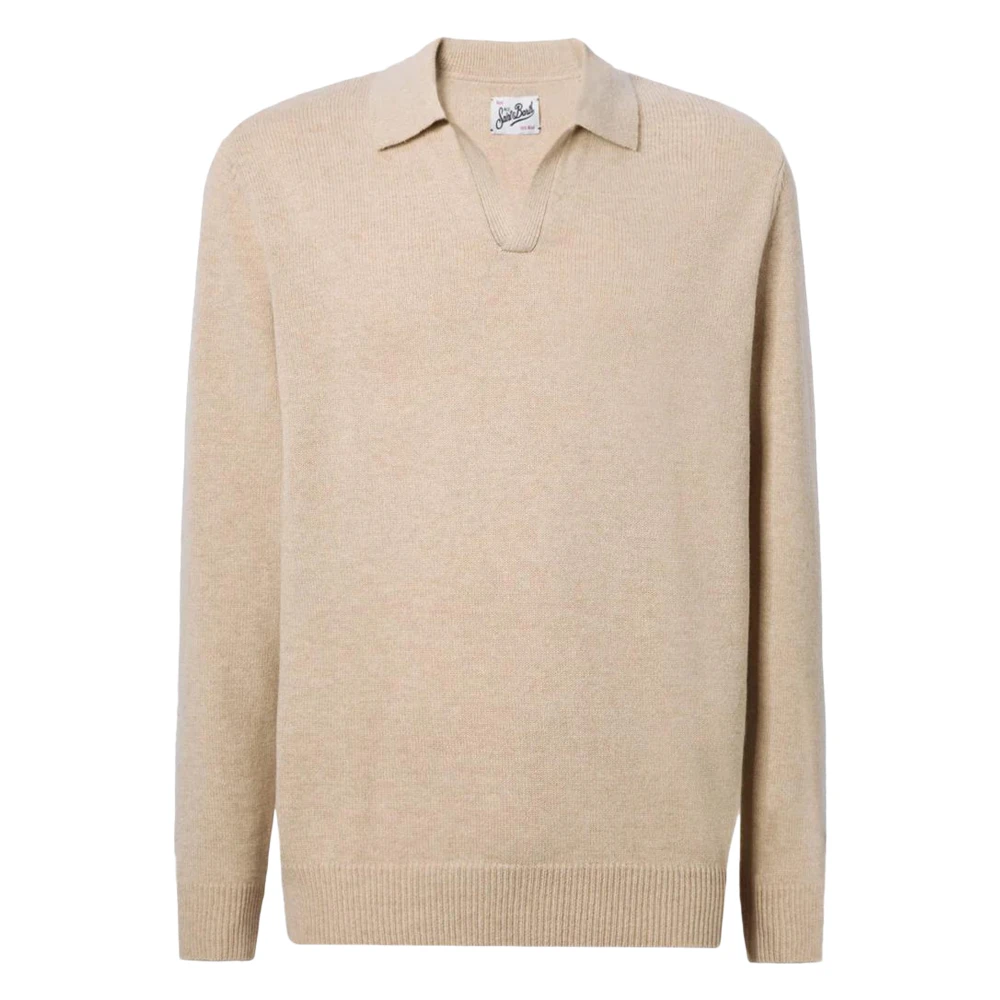 Mc2 Saint Barth Men's Beige V-Neck Knitwear, L, Convent Alpaca