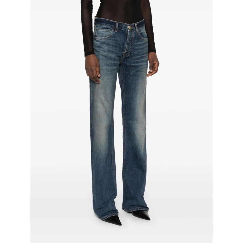 Balenciaga Blauwe Denim Flare Jeans Blue Dames