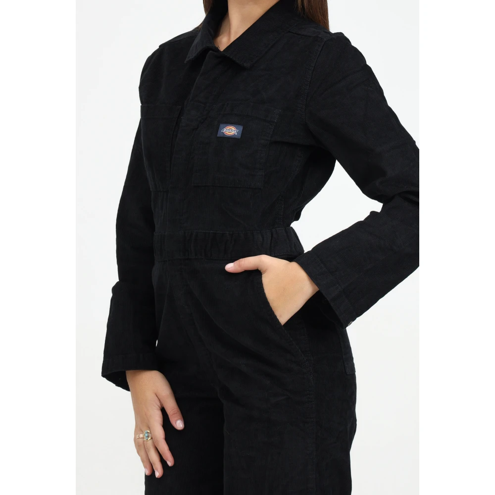 Dickies Zwart Fluweel Jumpsuit Casual Stijl Black Dames