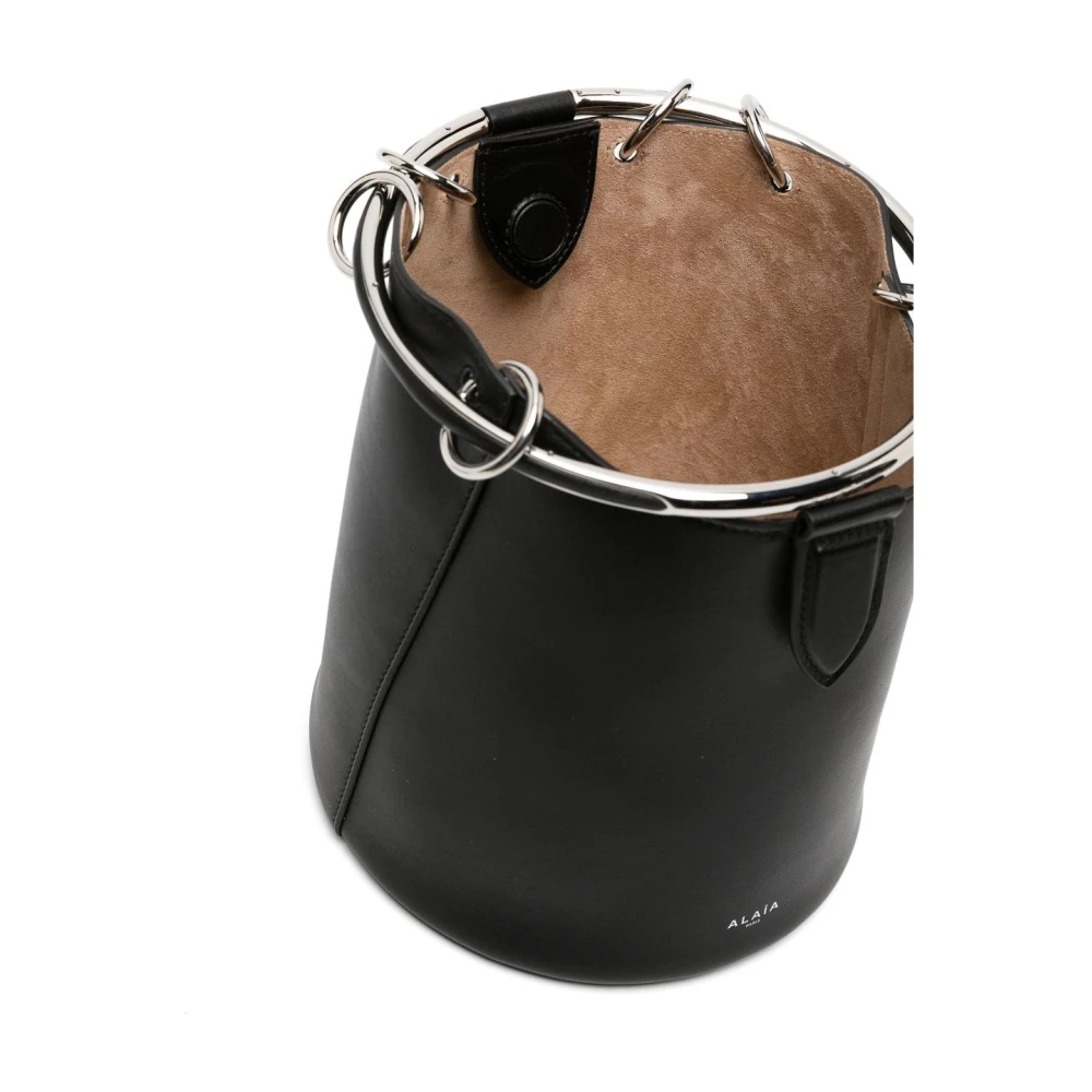 Alaïa Zwarte Leren Bucket Tas Ring Detailing Black Dames