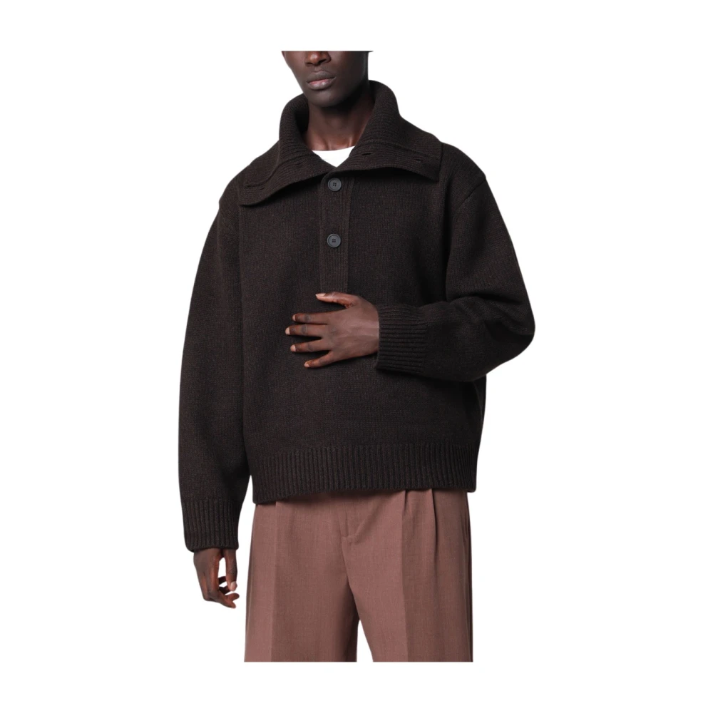 Studio Nicholson , Cardigans, Male, Brown, S, Orena Button-Up Jumper