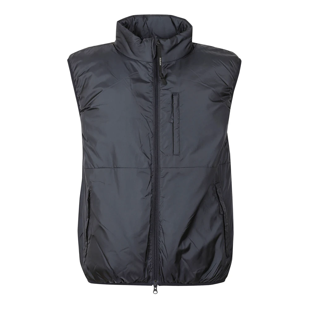 Aspesi Nylon Gewatteerd Gilet met Rits Blue Heren