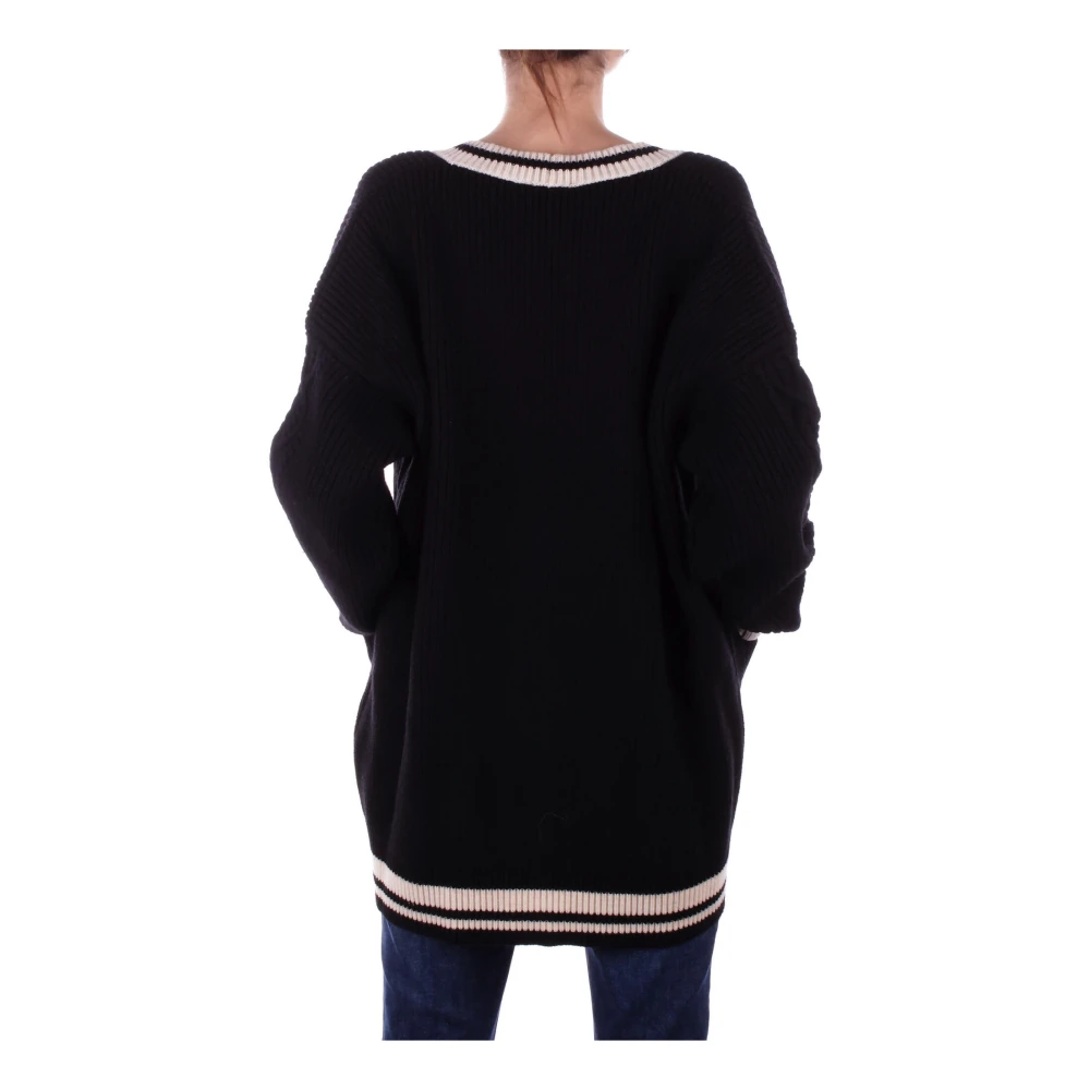 Elisabetta Franchi Front Logo Cardigan Sweaters Black Dames