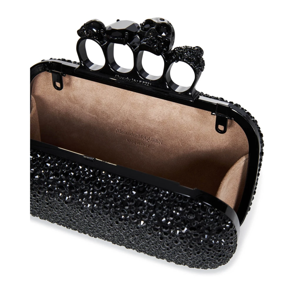 alexander mcqueen Zwarte Knuckle Clutch Tas Black Dames