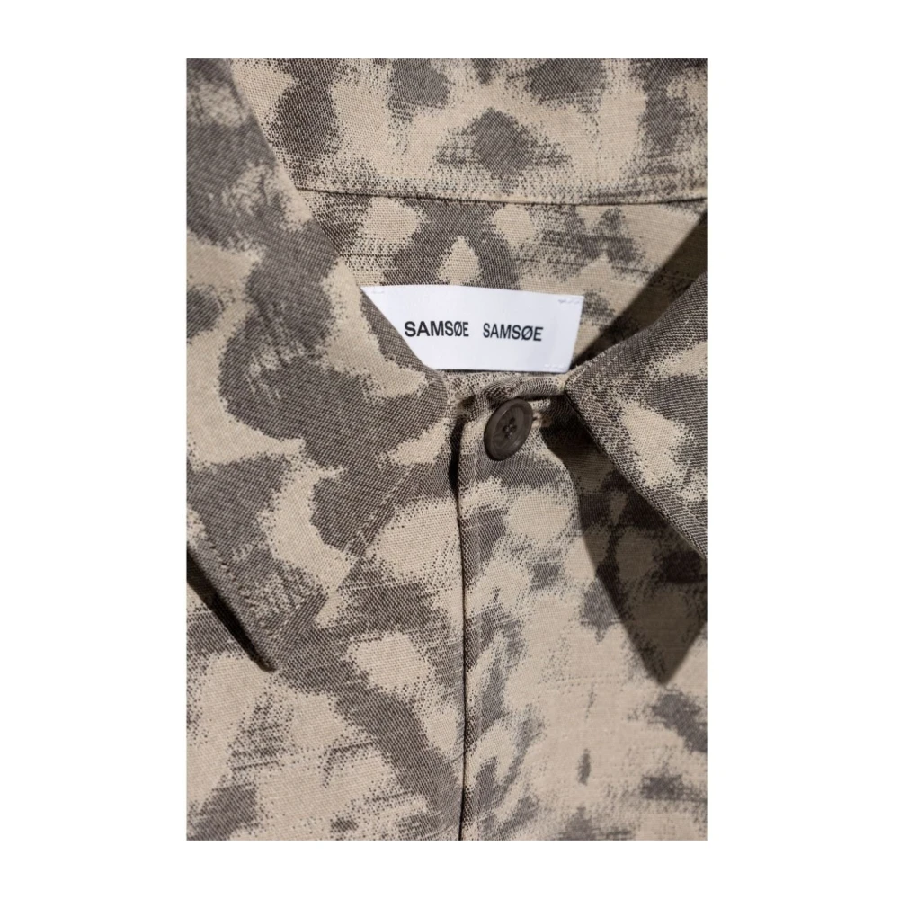 Samsøe Abstract Print Overhemd Jas Beige Heren