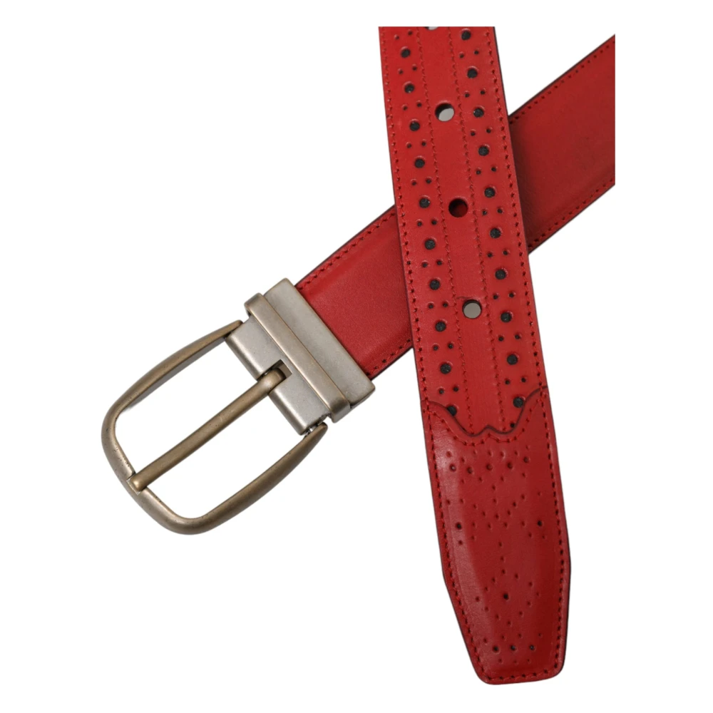 Dolce & Gabbana Rode Geperforeerde Leren Riem Mannen Red Dames