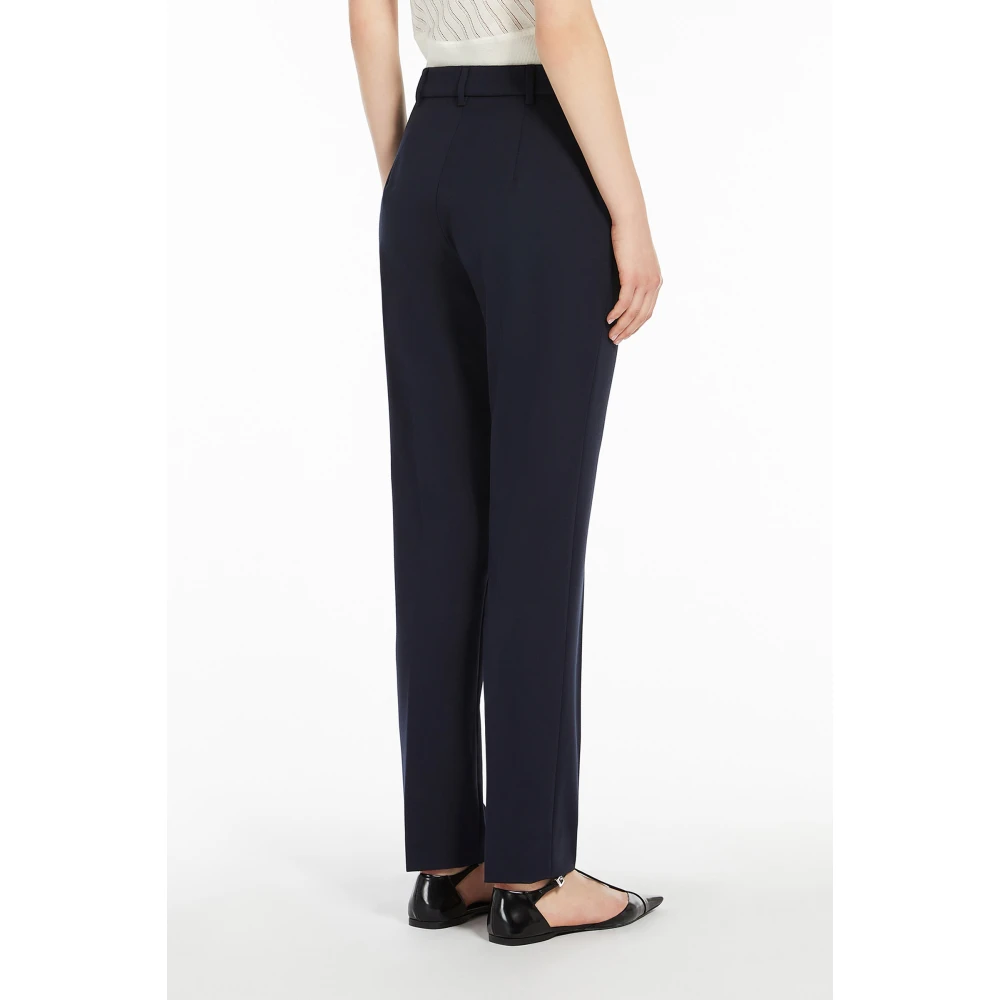 Max Mara Studio Blauwe Slim Fit Jersey Broek Blue Dames