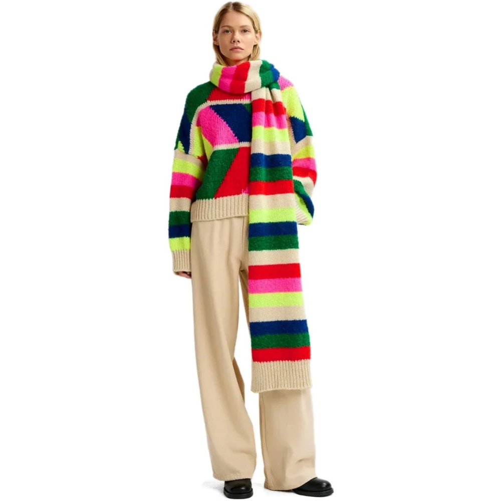 Essentiel Antwerp Multicolor Geometrische Crewneck Trui Multicolor Dames